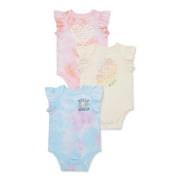 Garanimals Baby Girl Short Sleeve Bodysuit Multipack, 3-Pack, Sizes 0-24 Months